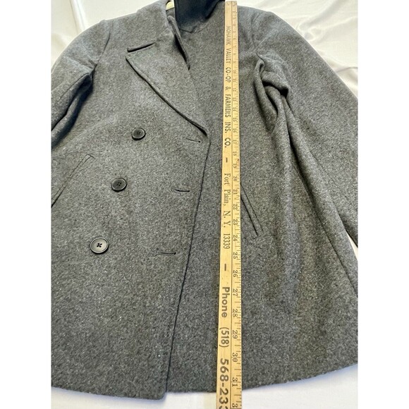 Old Navy PeaCoat Womens Lg Gray Double Breast Wool Blend Front Pockets Preowned - Picture 10 of 12